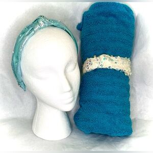 Turquoise & White Sparkly Headbands